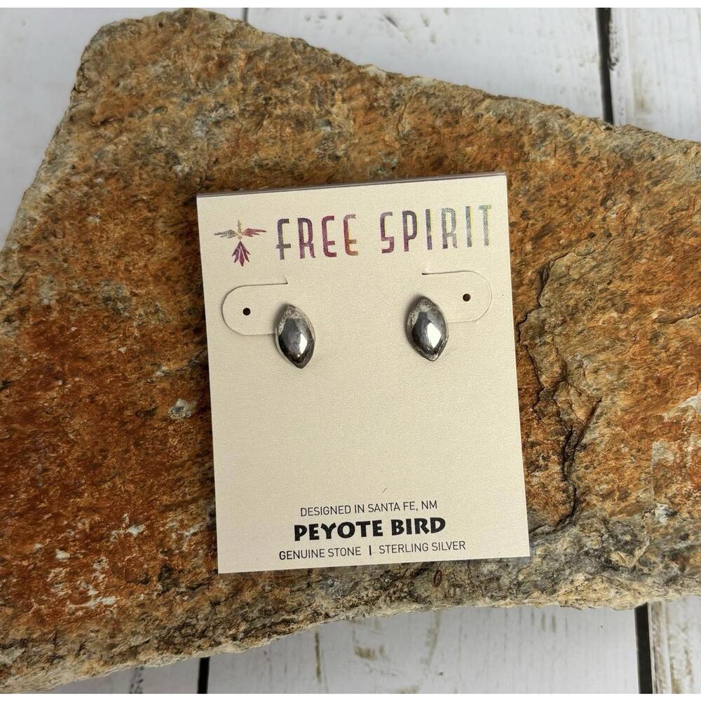 Peyote‎ Bird Free Spirit Sterling Silver Marquise Stud Earrings Santa Fe NM J088